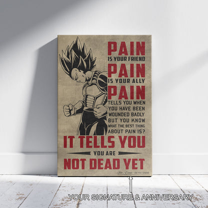 Goku Super Saiyan Canvas Wall Art - Dragon Ball Z Motivational Quote “Quitting Is Not” Print - Ready to Hang Gym Workout Decor - DR055
