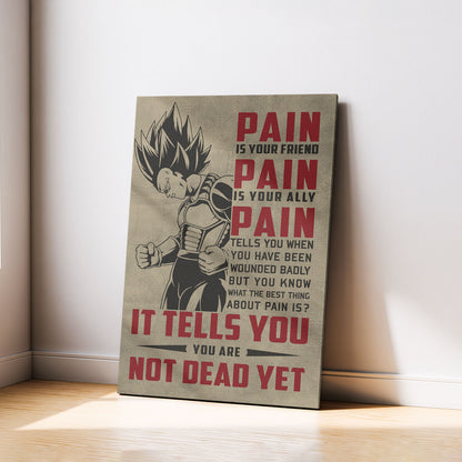 Goku Super Saiyan Canvas Wall Art - Dragon Ball Z Motivational Quote “Quitting Is Not” Print - Ready to Hang Gym Workout Decor - DR055
