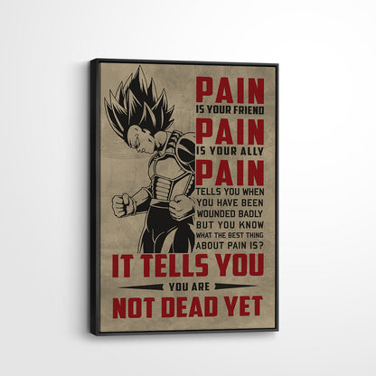 Vegeta Super Saiyan Canvas Wall Art - Dragon Ball Z Motivational "Pain" Print - Ready to Hang Home Office Decor - DR016