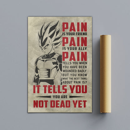 Vegeta Super Saiyan Canvas Wall Art - Dragon Ball Z Motivational "Pain" Print - Ready to Hang Home Office Decor - DR017