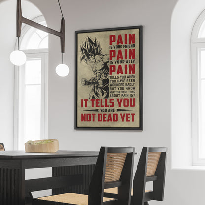 Goku Super Saiyan Canvas Wall Art - Dragon Ball Z Motivational "Pain" Print - Ready to Hang Home Office Decor - DR018