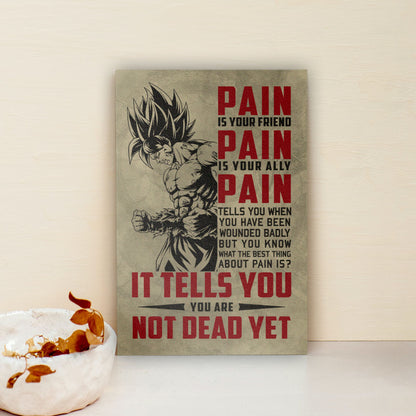 Goku Super Saiyan Canvas Wall Art - Dragon Ball Z Motivational "Pain" Print - Ready to Hang Home Office Decor - DR018
