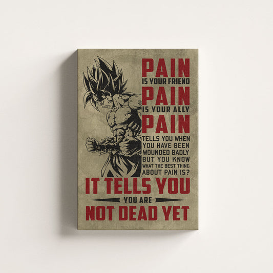 Goku Super Saiyan Canvas Wall Art - Dragon Ball Z Motivational "Pain" Print - Ready to Hang Home Office Decor - DR018