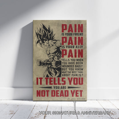 Goku Super Saiyan Canvas Wall Art - Dragon Ball Z Motivational "Pain" Print - Ready to Hang Home Office Decor - DR018