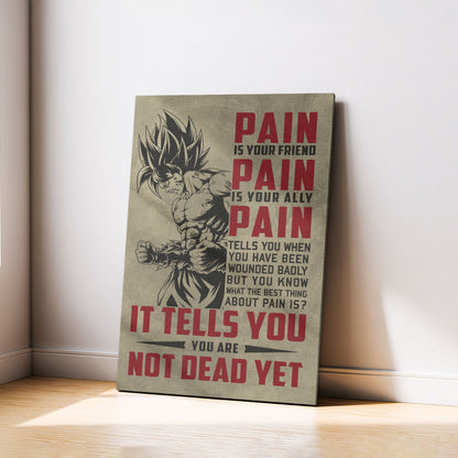 Goku Super Saiyan Canvas Wall Art - Dragon Ball Z Motivational "Pain" Print - Ready to Hang Home Office Decor - DR018