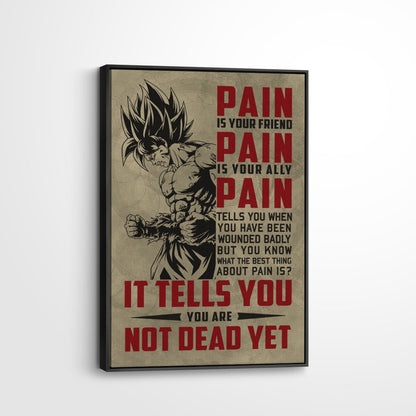 Goku Super Saiyan Canvas Wall Art - Dragon Ball Z Motivational "Pain" Print - Ready to Hang Home Office Decor - DR018