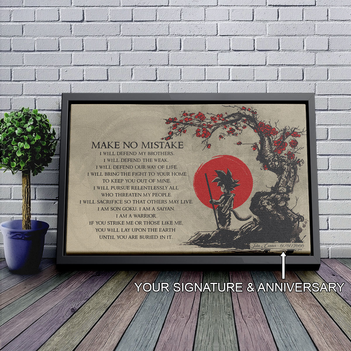 Goku Dragon Ball Canvas Wall Art - Make No Mistake - Motivational Quote Print - Ready to Hang Anime Decor for Boys Room, Man Cave - DR022