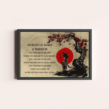 Goku Dragon Ball Canvas Wall Art - Inspirational Warrior Quote Motivational Print for Boys Room, Man Cave Decor - Wrapped Canvas Ready to Hang - DR023