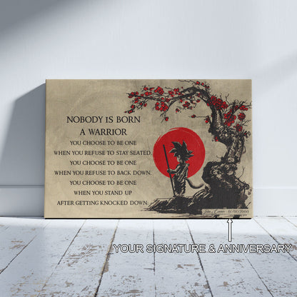 Goku Dragon Ball Canvas Wall Art - Inspirational Warrior Quote Motivational Print for Boys Room, Man Cave Decor - Wrapped Canvas Ready to Hang - DR023