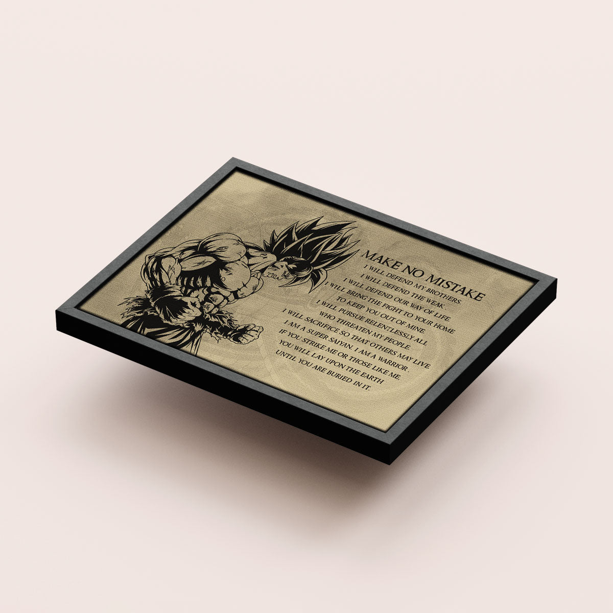 Dragon Ball Z Super Saiyan Goku Canvas Wall Art - Make No Mistake - Motivational Quote Print - Ready to Hang Office Living Room Decor - DR027