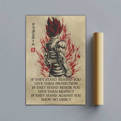 Vegito Super Saiyan God Dragon Ball Canvas Wall Art - Show No Mercy - Motivational Quote Print - Office Living Room Decor, Framed Ready to Hang - DR029