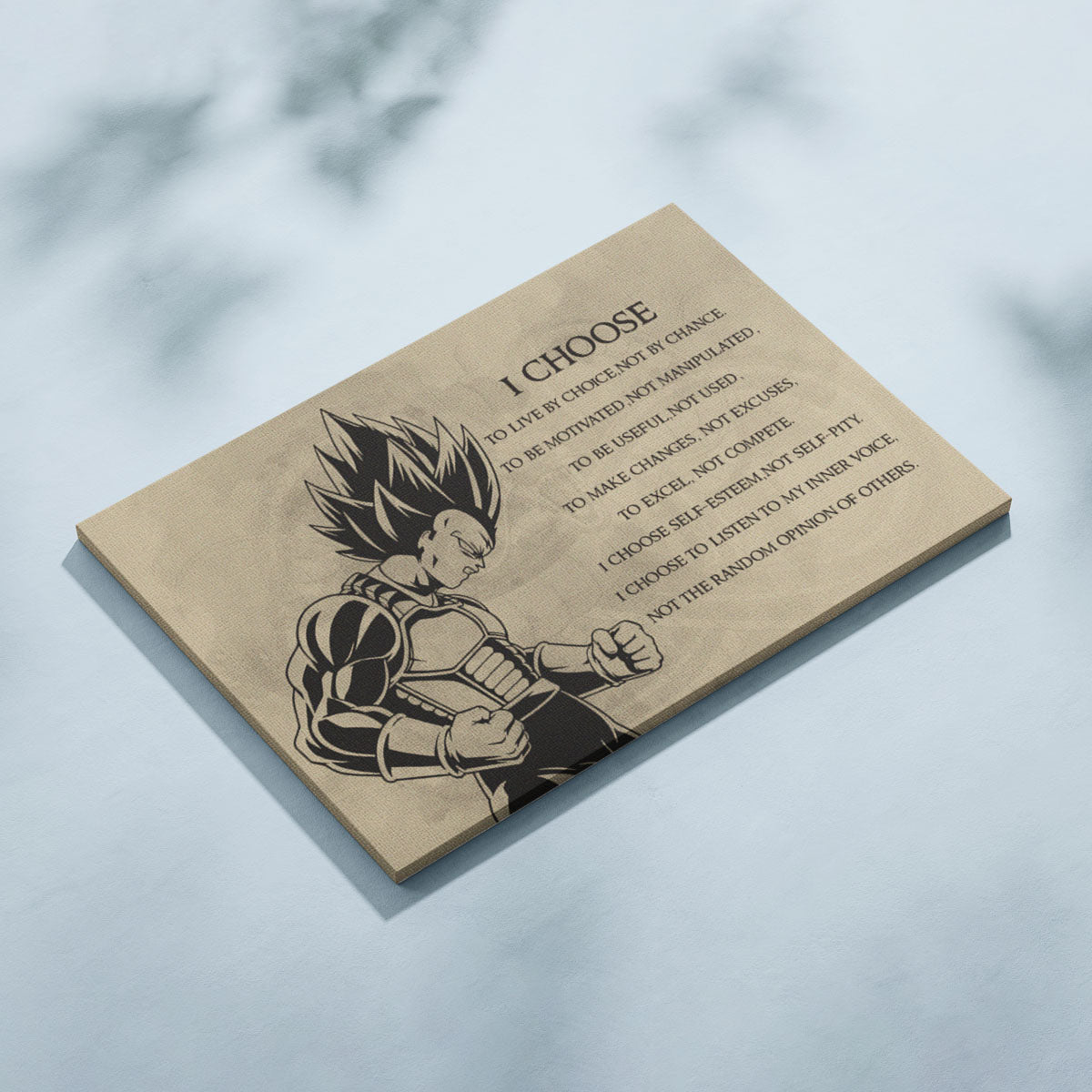Dragon Ball Z Super Saiyan Vegeta Canvas Wall Art - I Choose - DBZ Motivational Quote Print - Ready to Hang Anime Decor for Boys Room, Man Cave - DR034