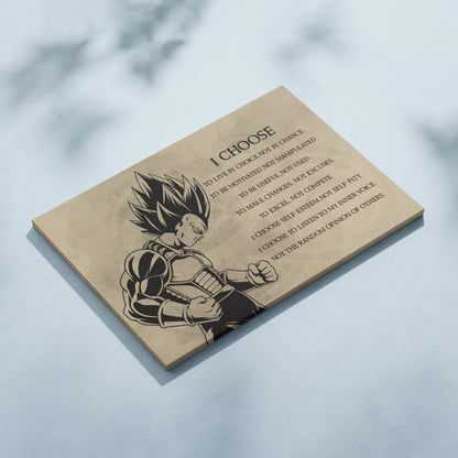 Dragon Ball Z Super Saiyan Vegeta Canvas Wall Art - I Choose - DBZ Motivational Quote Print - Ready to Hang Anime Decor for Boys Room, Man Cave - DR034