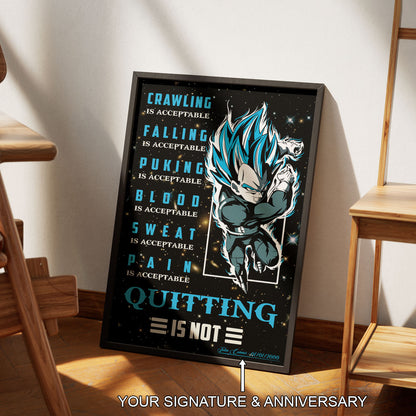 DR080 - Goku Dragon Ball Z Motivational Canvas Wall Art - 7 Virtues of a Warrior & 5 Keys to Health - Anime Poster Room Decor