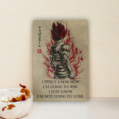 Vegito Super Saiyan God Dragon Ball Canvas Wall Art - DBZ Motivational Quote "I'm Not Going To Lose" - Ready to Hang Home Office Decor - DR058