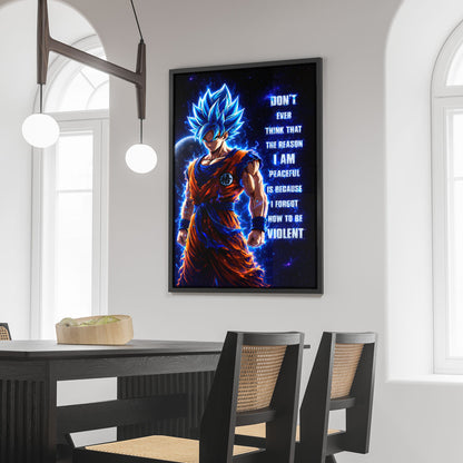 Goku Dragon Ball Super Motivational Canvas Wall Art - I Forgot How to be Violent - Super Saiyan Blue Poster Room Decor - DR082