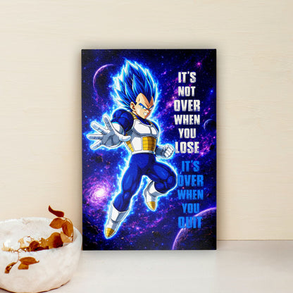Vegeta Dragon Ball Super Motivational Canvas Wall Art - Super Saiyan Blue -  It's Not Over When You Lose - Gamer Boy Room Decor Gift - DR083
