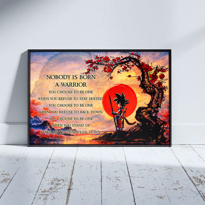 Goku Dragon Ball Canvas Wall Art - Inspirational Warrior Quote Motivational Print for Boys Room, Man Cave Decor - Wrapped Canvas Ready to Hang - DR087