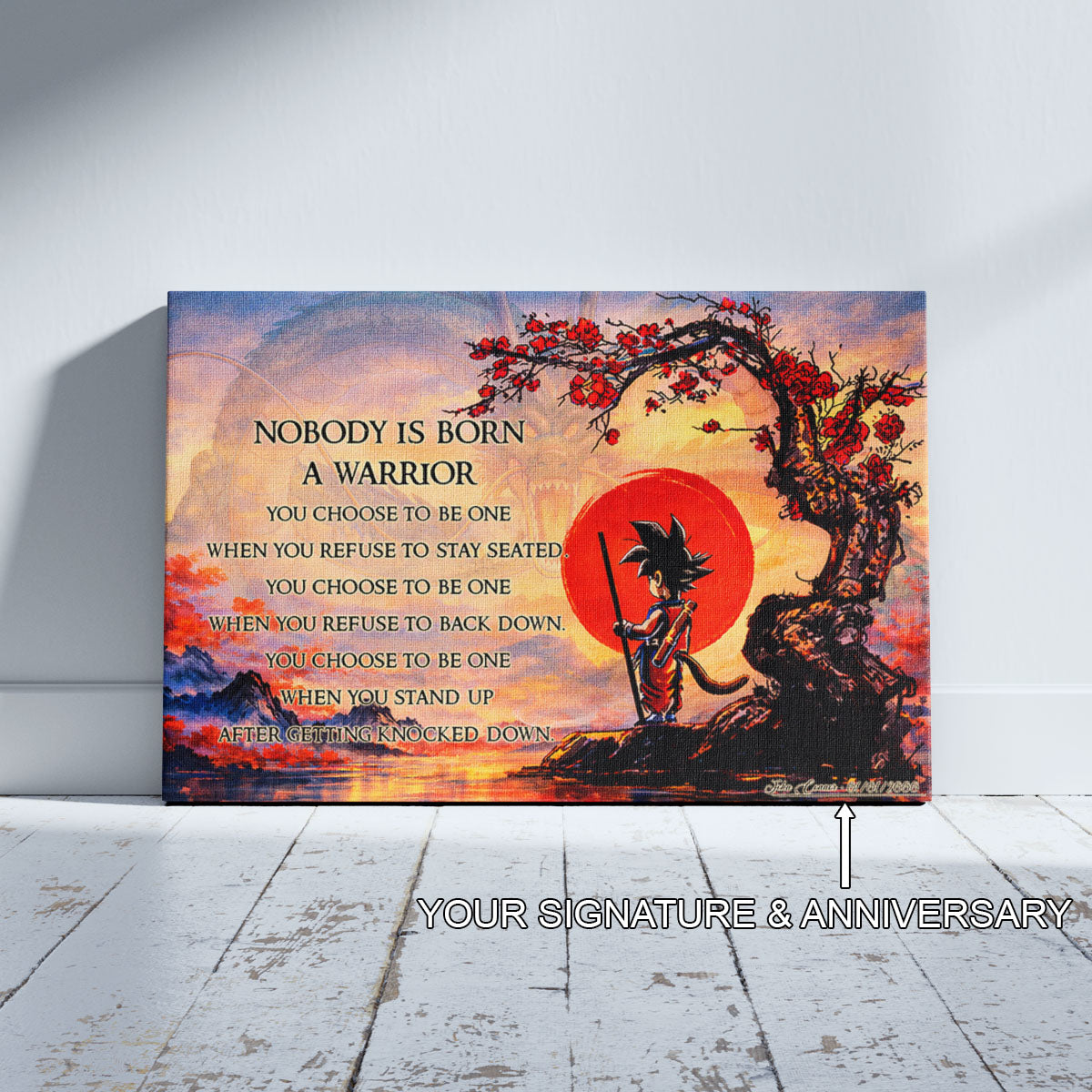 Goku Dragon Ball Canvas Wall Art - Inspirational Warrior Quote Motivational Print for Boys Room, Man Cave Decor - Wrapped Canvas Ready to Hang - DR087