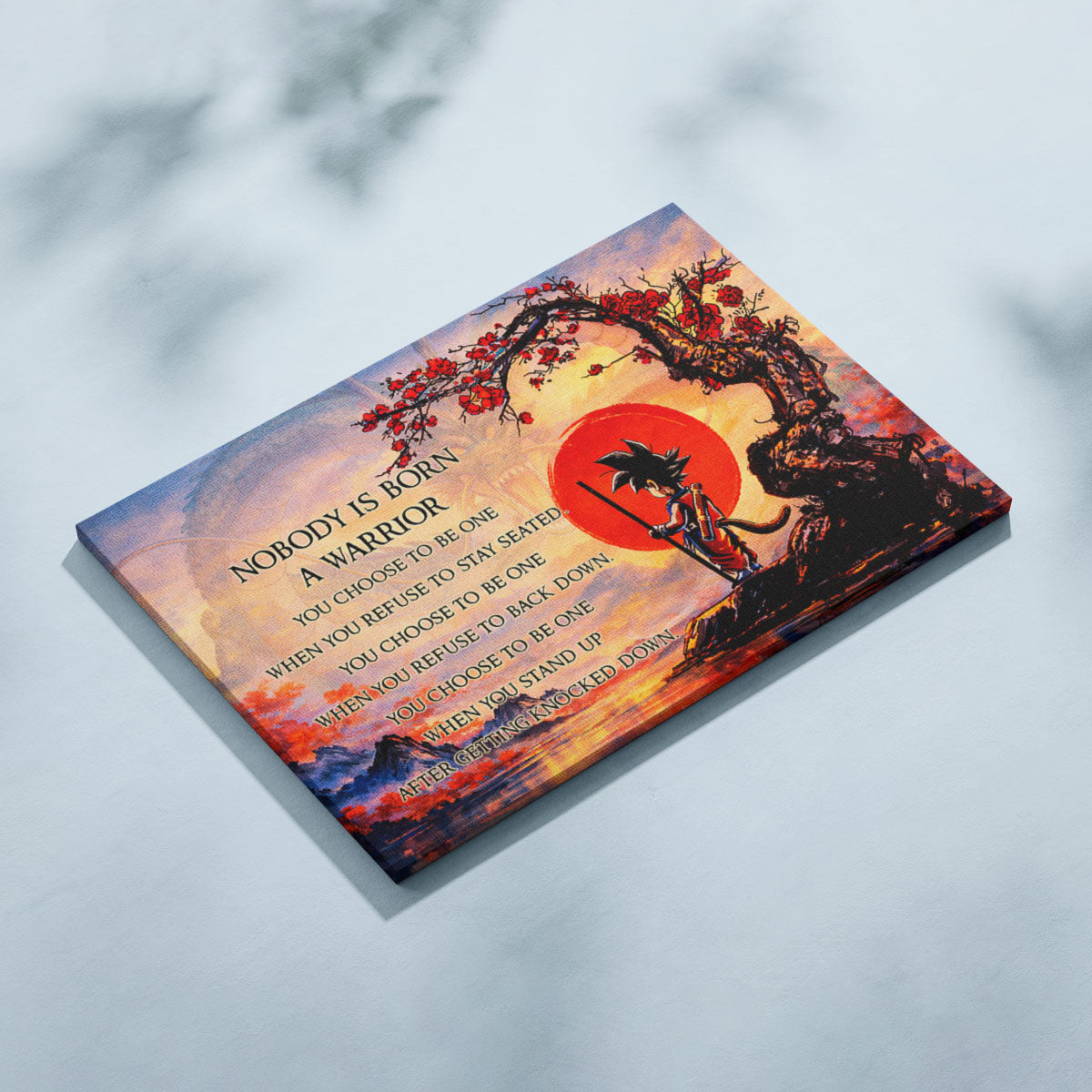Goku Dragon Ball Canvas Wall Art - Inspirational Warrior Quote Motivational Print for Boys Room, Man Cave Decor - Wrapped Canvas Ready to Hang - DR087