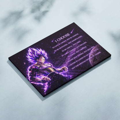 Dragon Ball Super Vegeta Ultra Ego Canvas Wall Art - I Choose - Motivational Quote Print - Ready to Hang Anime Decor for Boys Room, Man Cave - DR089
