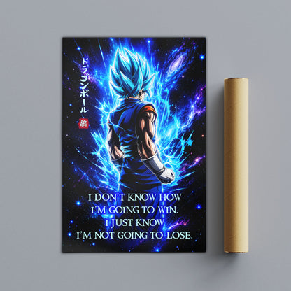 Vegito Blue Dragon Ball Super Canvas Wall Art - Inspirational Anime Quote Poster, Office Living Room Decor, Framed Ready to Hang - DR098