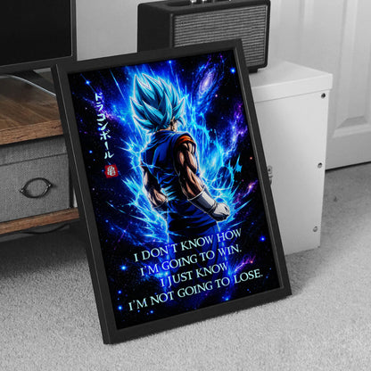 Vegito Blue Dragon Ball Super Canvas Wall Art - Inspirational Anime Quote Poster, Office Living Room Decor, Framed Ready to Hang - DR098