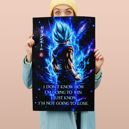 Vegito Blue Dragon Ball Super Canvas Wall Art - Inspirational Anime Quote Poster, Office Living Room Decor, Framed Ready to Hang - DR098