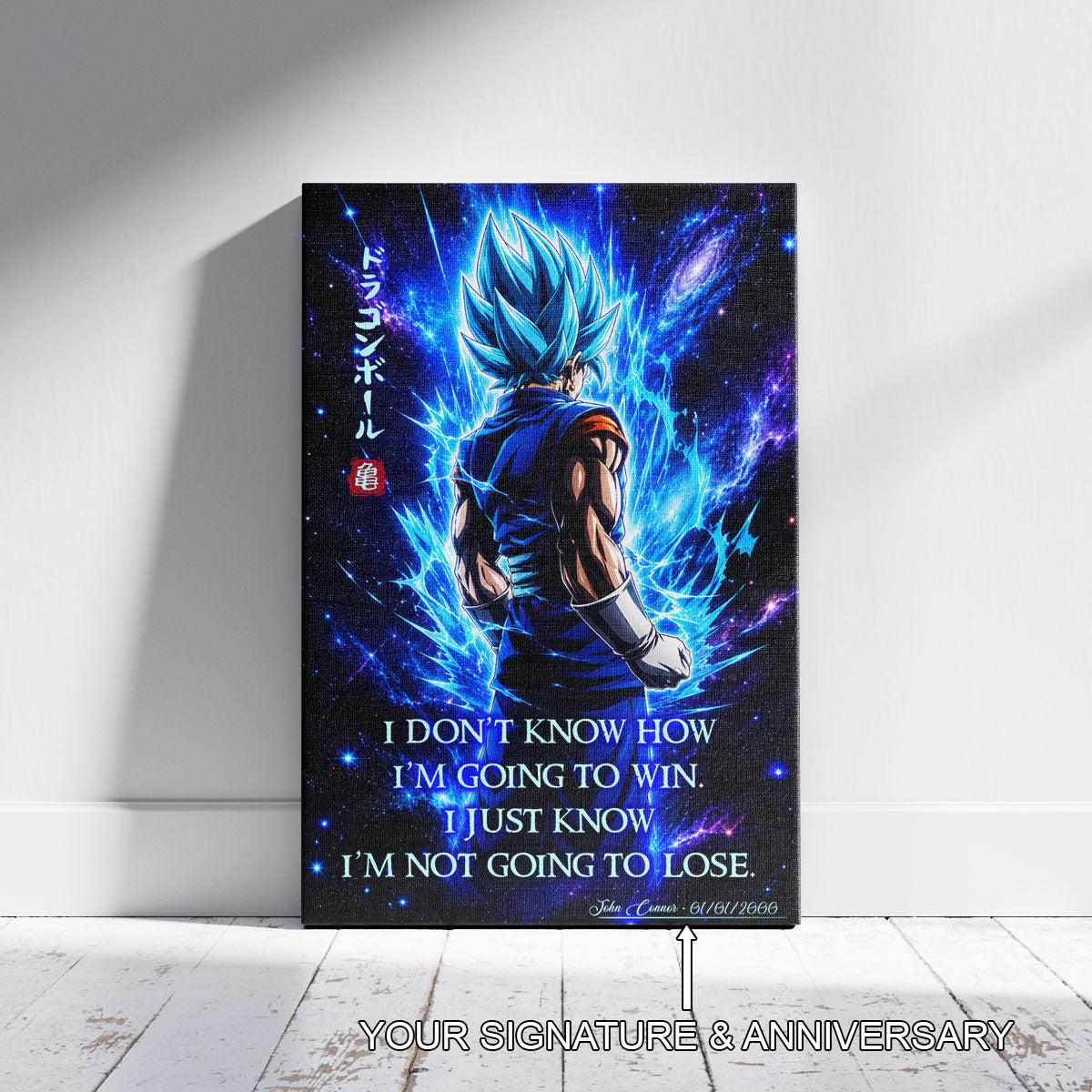 Vegito Blue Dragon Ball Super Canvas Wall Art - Inspirational Anime Quote Poster, Office Living Room Decor, Framed Ready to Hang - DR098