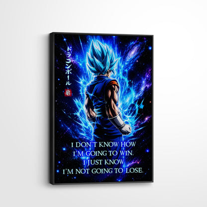 Vegito Blue Dragon Ball Super Canvas Wall Art - Inspirational Anime Quote Poster, Office Living Room Decor, Framed Ready to Hang - DR098