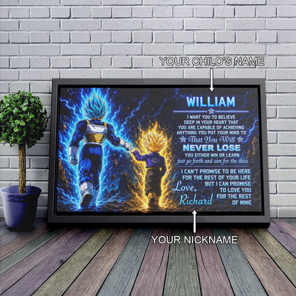 Dragon Ball Z Vegeta and Trunks Canvas Wall Art - To My Son From Dad Meaningful Gift for Son - DBZ Anime Ready to Hang Boy Room Decor - DR110