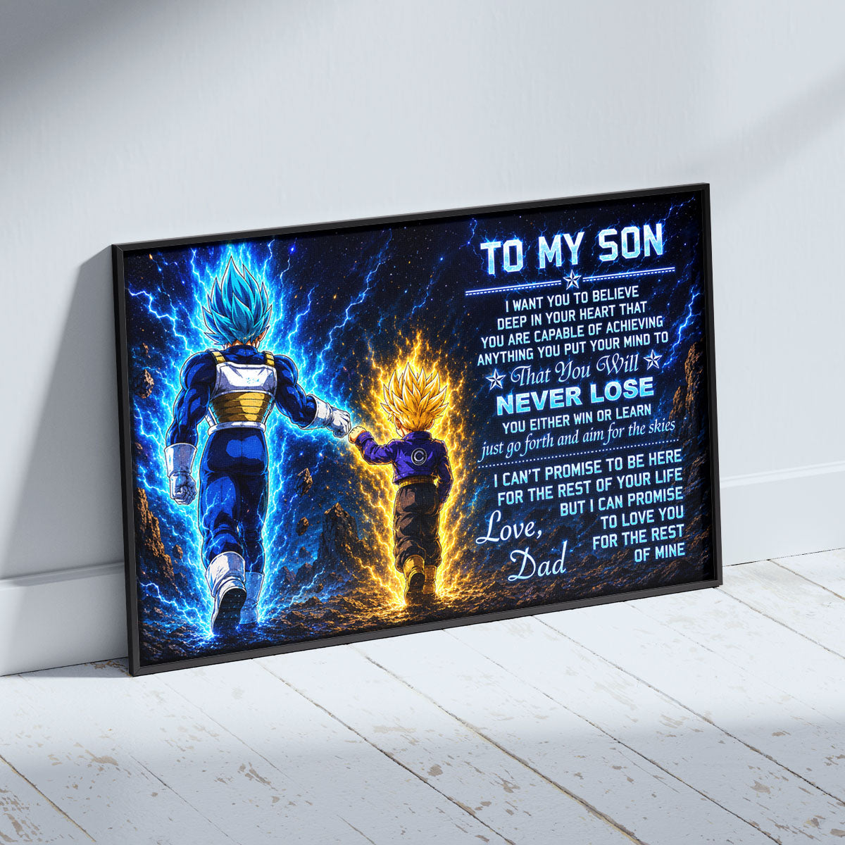 Dragon Ball Z Vegeta and Trunks Canvas Wall Art - To My Son From Dad Meaningful Gift for Son - DBZ Anime Ready to Hang Boy Room Decor - DR110