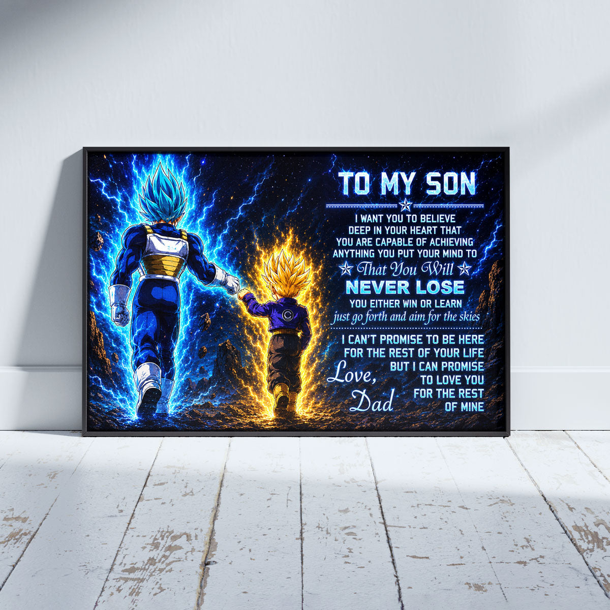 Dragon Ball Z Vegeta and Trunks Canvas Wall Art - To My Son From Dad Meaningful Gift for Son - DBZ Anime Ready to Hang Boy Room Decor - DR110