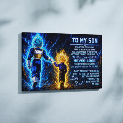 Dragon Ball Z Vegeta and Trunks Canvas Wall Art - To My Son From Dad Meaningful Gift for Son - DBZ Anime Ready to Hang Boy Room Decor - DR110