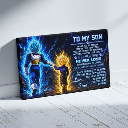 Dragon Ball Z Vegeta and Trunks Canvas Wall Art - To My Son From Dad Meaningful Gift for Son - DBZ Anime Ready to Hang Boy Room Decor - DR110