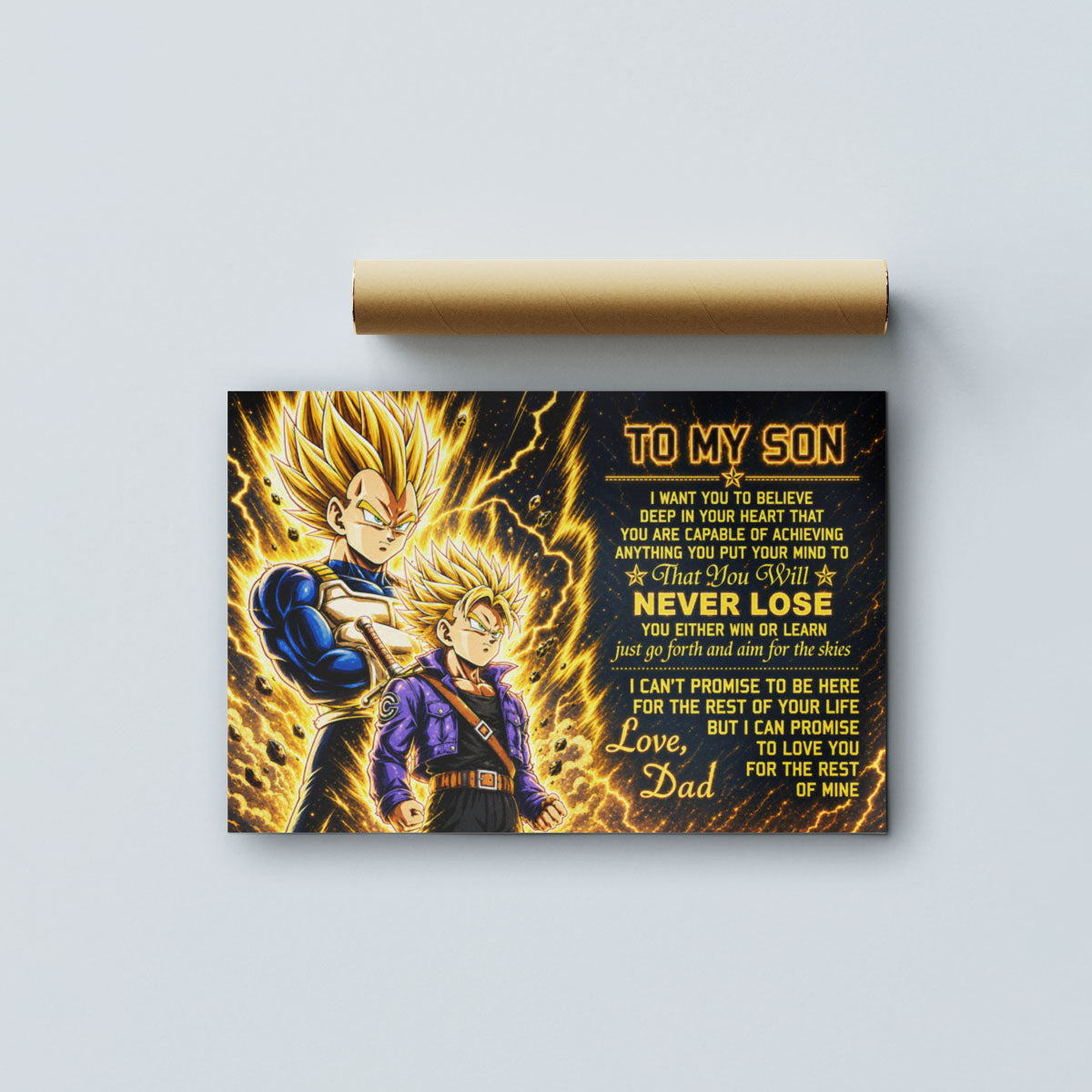 Dragon Ball Z Vegeta and Trunks Canvas Wall Art - To My Son From Dad Meaningful Gift for Son - DBZ Anime Ready to Hang Boy Room Decor - DR111