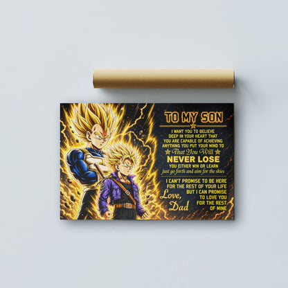 Dragon Ball Z Vegeta and Trunks Canvas Wall Art - To My Son From Dad Meaningful Gift for Son - DBZ Anime Ready to Hang Boy Room Decor - DR111