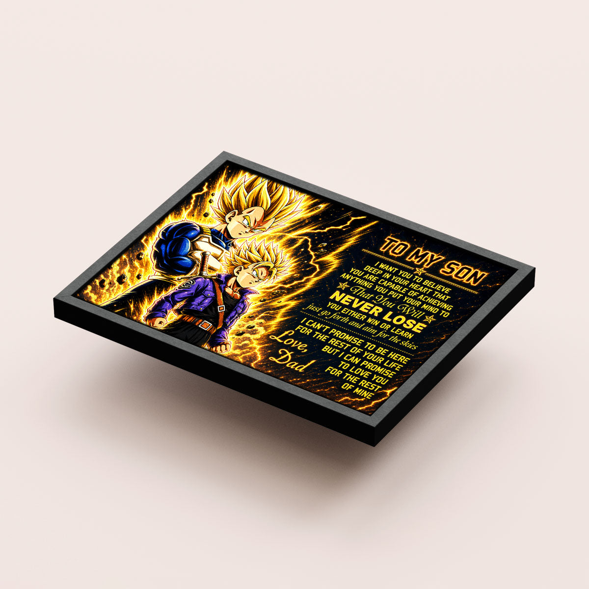 Dragon Ball Z Vegeta and Trunks Canvas Wall Art - To My Son From Dad Meaningful Gift for Son - DBZ Anime Ready to Hang Boy Room Decor - DR111