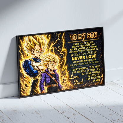 Dragon Ball Z Vegeta and Trunks Canvas Wall Art - To My Son From Dad Meaningful Gift for Son - DBZ Anime Ready to Hang Boy Room Decor - DR111