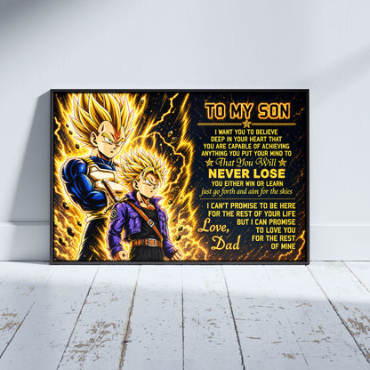 Dragon Ball Z Vegeta and Trunks Canvas Wall Art - To My Son From Dad Meaningful Gift for Son - DBZ Anime Ready to Hang Boy Room Decor - DR111