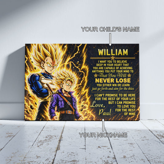 Dragon Ball Z Vegeta and Trunks Canvas Wall Art - To My Son From Dad Meaningful Gift for Son - DBZ Anime Ready to Hang Boy Room Decor - DR111