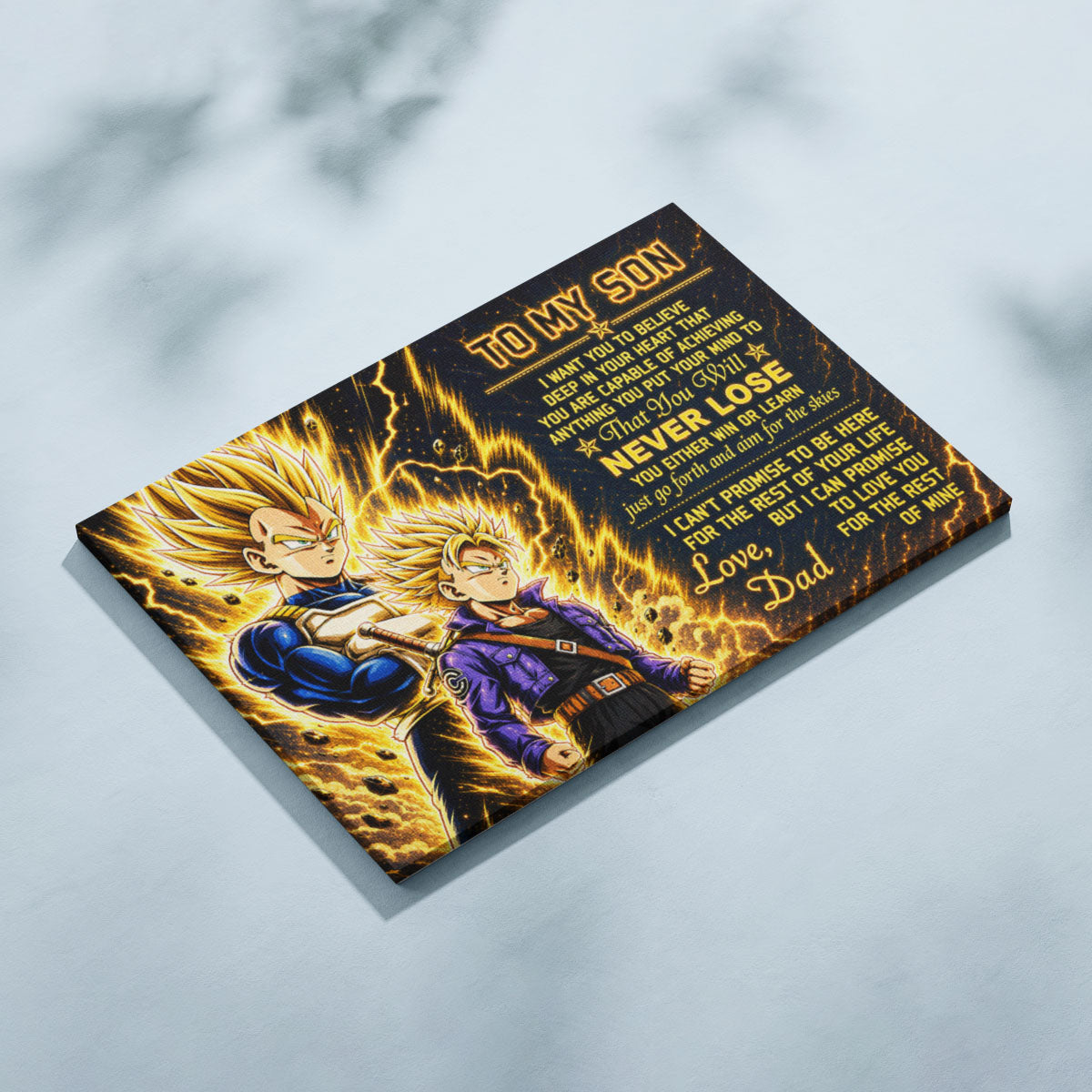 Dragon Ball Z Vegeta and Trunks Canvas Wall Art - To My Son From Dad Meaningful Gift for Son - DBZ Anime Ready to Hang Boy Room Decor - DR111
