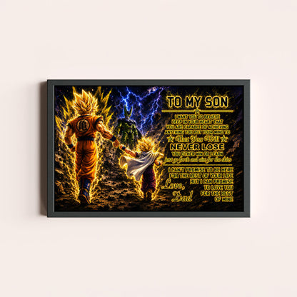 Dragon Ball Z Goku Gohan Canvas Wall Art - To My Son From Dad Meaningful Inspirational Gift - DBZ Anime Ready to Hang Boy Room Decor - DR112