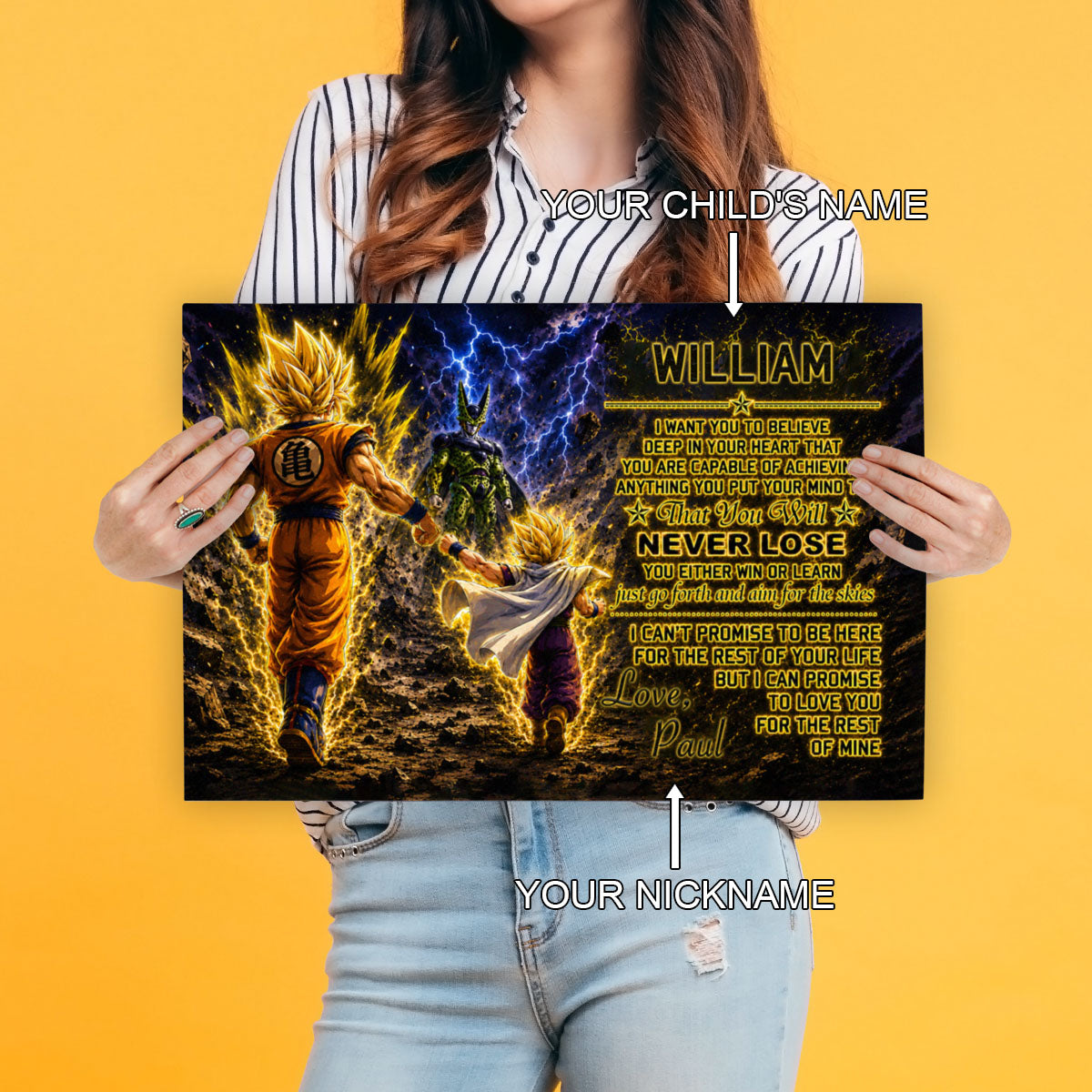 Dragon Ball Z Goku Gohan Canvas Wall Art - To My Son From Dad Meaningful Inspirational Gift - DBZ Anime Ready to Hang Boy Room Decor - DR112