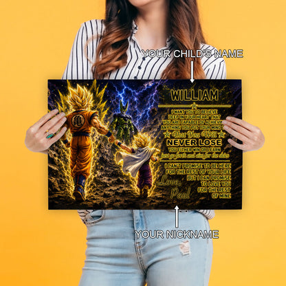 Dragon Ball Z Goku Gohan Canvas Wall Art - To My Son From Dad Meaningful Inspirational Gift - DBZ Anime Ready to Hang Boy Room Decor - DR112