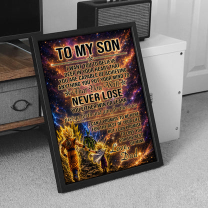 Dragon Ball Z Goku Gohan Canvas Wall Art - To My Son From Dad Meaningful Inspirational Gift - DBZ Anime Ready to Hang Boy Room Decor - DR113