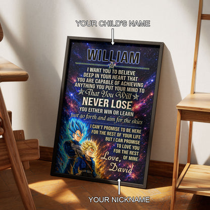 Dragon Ball Z Vegeta and Trunks Canvas Wall Art - To My Son From Dad Meaningful Inspirational Gift - DBZ Anime Ready to Hang Boy Room Decor - DR114