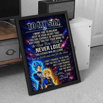 Dragon Ball Z Vegeta and Trunks Canvas Wall Art - To My Son From Dad Meaningful Inspirational Gift - DBZ Anime Ready to Hang Boy Room Decor - DR114