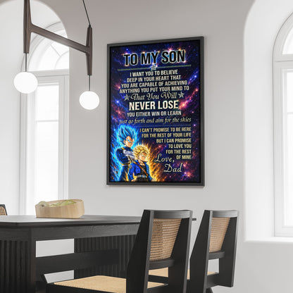 Dragon Ball Z Vegeta and Trunks Canvas Wall Art - To My Son From Dad Meaningful Inspirational Gift - DBZ Anime Ready to Hang Boy Room Decor - DR114