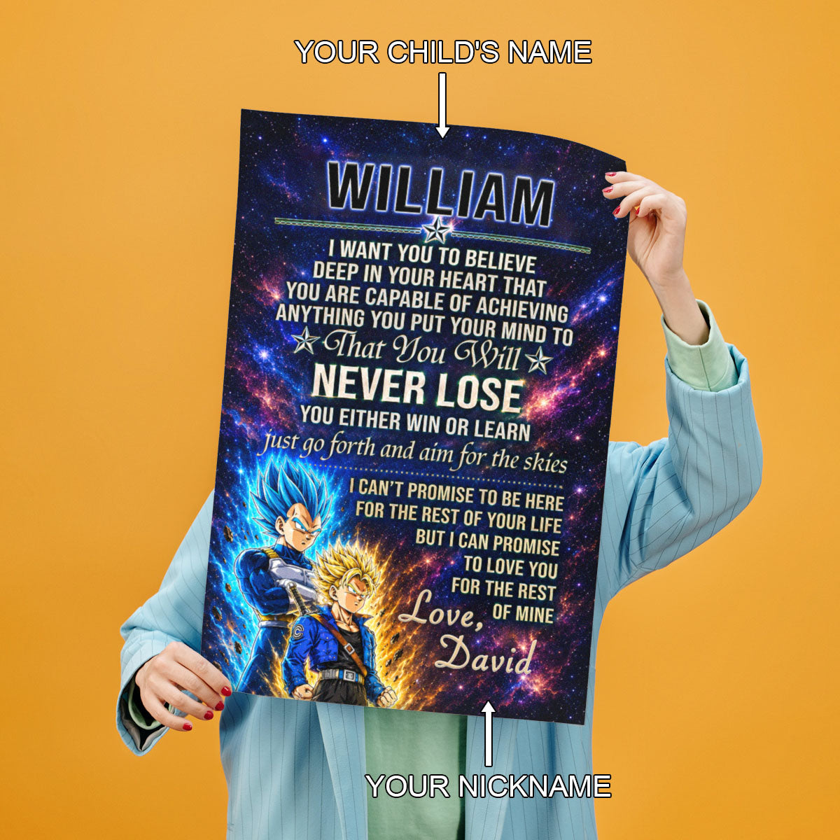 Dragon Ball Z Vegeta and Trunks Canvas Wall Art - To My Son From Dad Meaningful Inspirational Gift - DBZ Anime Ready to Hang Boy Room Decor - DR114